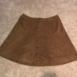 Abercrombie & Fitch Faux Suede Button Down Skirt